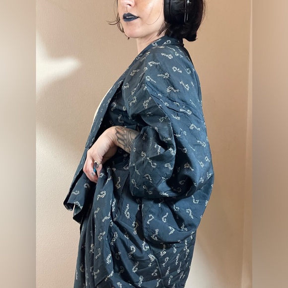 True antique crepe silk kimono question mark the riddler joker Batman usomono - Picture 3 of 16